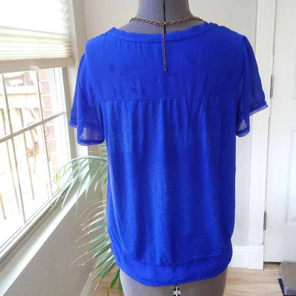 H&M Blue Blouse with Chiffon Trim - Picture 4 of 9